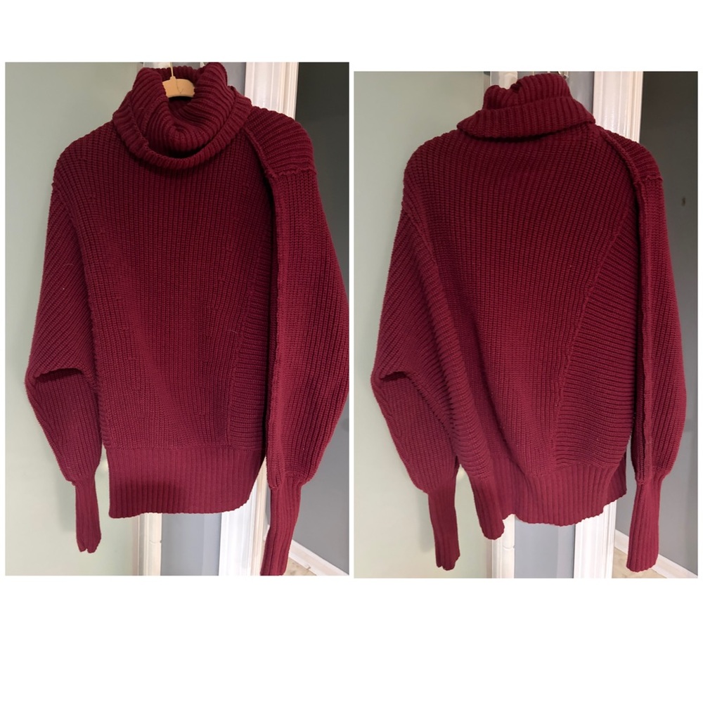 Free People oversized Deep Red Turtle Neck Sweater XS